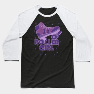 Roller Girl Roller Skating Derby Dark Lavender Baseball T-Shirt